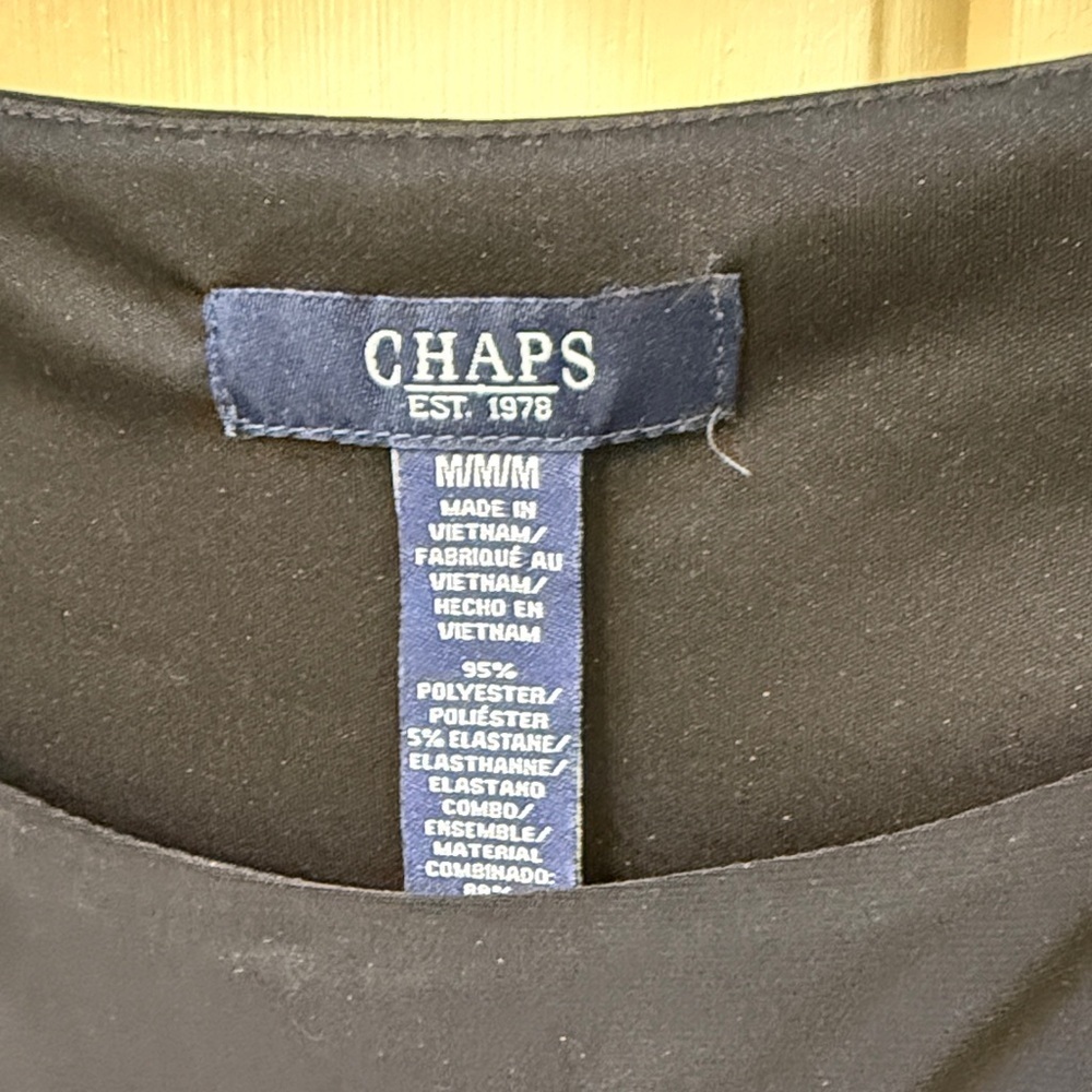Chaps Black Midi Dress with Lace Accents - Picture 2 of 6